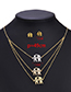 Fashion Color Stainless Steel Couple Stud Earrings And Necklace Set