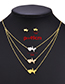 Fashion Color Stainless Steel Love Heart Electrocardiogram Earrings Necklace Set