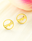 Fashion Color Stainless Steel Hollow Round Love Ear Stud Necklace Set