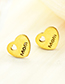 Fashion Gold Stainless Steel Love Mom Stud Earrings Necklace Set