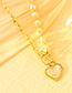 Fashion Gold Stainless Steel Geometric Pearl Stitching Love Necklace