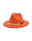Fashion Caramel Colour Woolen Flat-edge Pearl Jazz Hat