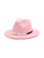 Fashion Pink Woolen Flat-edge Pearl Jazz Hat