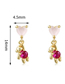Fashion Asymmetry 2 Brass Diamond Bear Love Geometric Stud Earrings