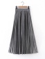 Fashion Silver Elasticated Pleated Skirt