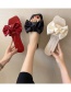 Fashion Red Wine Square Toe Flat Open Toe Bow Slippers
