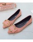 Fashion Apricot Flat Pointed Toe Round Buckle Shoes