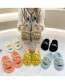 Fashion Blue Plush Chain Open-toed Slippers