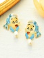 Fashion Blue Alloy Diamond Drop Oil Pearl Clownfish Stud Earrings