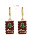 Fashion Dark Red Alloy Dripping Square Christmas Tree Earrings