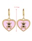 Fashion Pink Alloy Drip Oil Love Bear Earrings