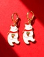Fashion White Alloy Dripping Christmas Bear Earrings