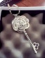 Fashion Silver Alloy Full Diamond Rose Flower Key Necklace