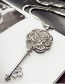 Fashion Silver Alloy Full Diamond Rose Flower Key Necklace