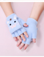 Fashion Brown-grey Children's Cartoon Knitted Split Finger Clamshell Gloves