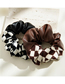 Fashion Black Checkered Check Leather Stitching Pleated Hair Tie