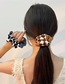 Fashion Coffee Color Grid Check Leather Stitching Pleated Hair Tie