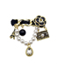 Fashion Gold Metal Chain Pearl Flower Tassel Brooch