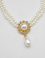 Fashion White Alloy Diamond Double Pearl Necklace