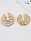 Fashion Color Alloy Inlaid Pearl Stud Earrings With Colored Diamonds
