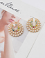 Fashion Color Alloy Inlaid Pearl Stud Earrings With Colored Diamonds