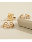 Fashion Gold Alloy Face Square Brand Chain Open Ring Set