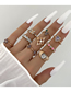 Fashion Gold Alloy Diamond Love Butterfly Geometric Ring Set