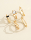 Fashion Gold Alloy Diamond Twisted Twist Geometry Ring Set