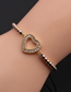 Fashion Cb00275cx+copper Bead Black Rope Copper Inlaid Zirconium Peach Heart Bracelet