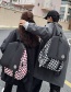 Fashion Pink Checkerboard Stitching Nylon Large Capacity Backpack