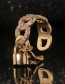 Fashion B Geometric Cuban Chain Gold Lock Open Ring