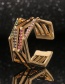 Fashion Color Copper Inlaid Colorful Zirconium Geometric Multilayer Ring
