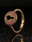 Fashion Red Copper Inlaid Zirconium Palm Ring