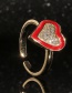 Fashion Red Copper Inlaid Zirconium Drop Oil Love Ring