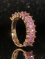 Fashion Large Zircon (pink) Gold-plated Copper And Zirconium Geometric Ring