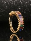 Fashion Large Zircon (pink) Gold-plated Copper And Zirconium Geometric Ring