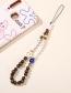 Fashion Black Soft Pottery Letter Wooden Beads Crystal Eye Phone Chain