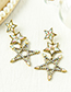 Fashion Red Alloy Diamond Five-pointed Star Stud Earrings
