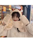 Fashion Big Antlers Beige Bear Antlers Geometric One-piece Plush Scarf Gloves All-in-one Three-piece Suit
