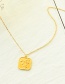Fashion Gold Titanium Steel Square Flower Necklace