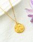 Fashion Gold Titanium Steel Round Flower Necklace