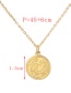 Fashion Gold Titanium Steel Round Flower Necklace