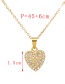Fashion Gold Titanium Steel Inlaid Zirconium Heart Necklace