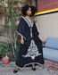 Fashion Black Rayon Embroidered Blouse Long Skirt