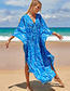 Fashion Blue (zs1770-1) Printed V-neck Swimsuit Blouse