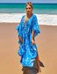 Fashion Blue (zs1770-1) Printed V-neck Swimsuit Blouse