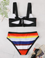 Fashion Stripe Solid Color Striped Split Swimsuit