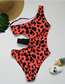 Fashion Rose Red Solid Color Buckle One-shoulder Swimsuit