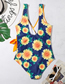 Fashion 5# Printed Chest Cross One-piece Swimsuit