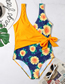 Fashion 5# Printed Chest Cross One-piece Swimsuit